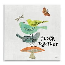 Stupell Industries Flock Together Birds Animals Painting Unframed Art Print Wall Art, 12 x 12