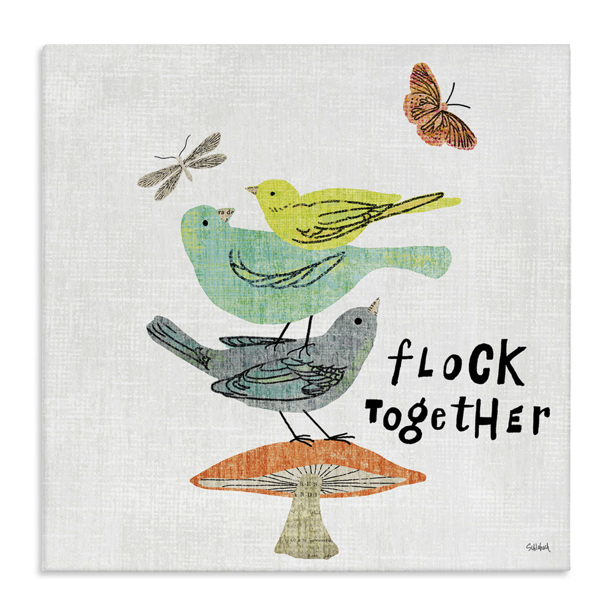 Stupell Industries Flock Together Birds Animals Painting Wrapped Canvas Art Print Wall Art, 36 x 36
