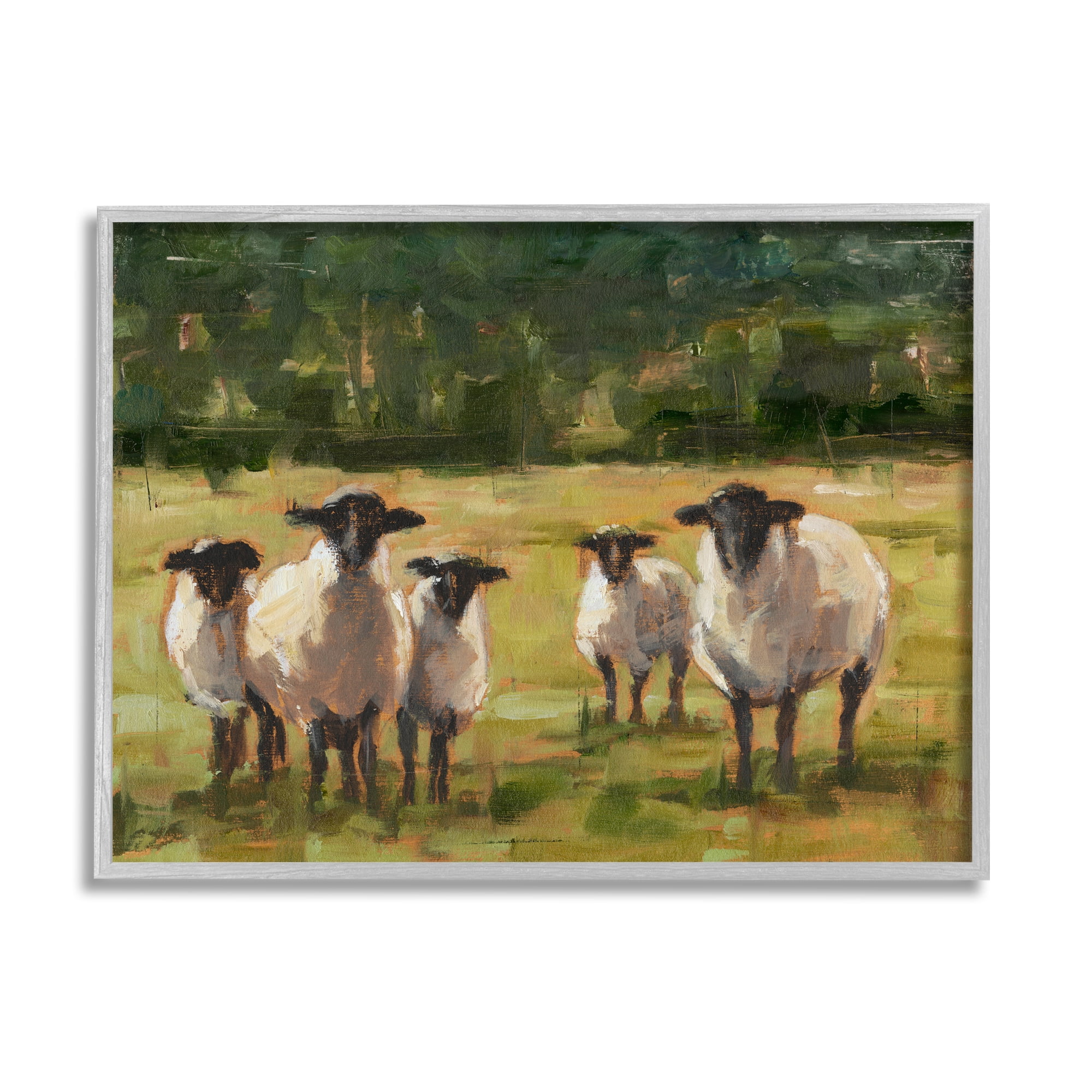 Stupell Industries Flock of Sheep Family Painting Framed Art Print Wall Art, 30x24, By Ethan Harper