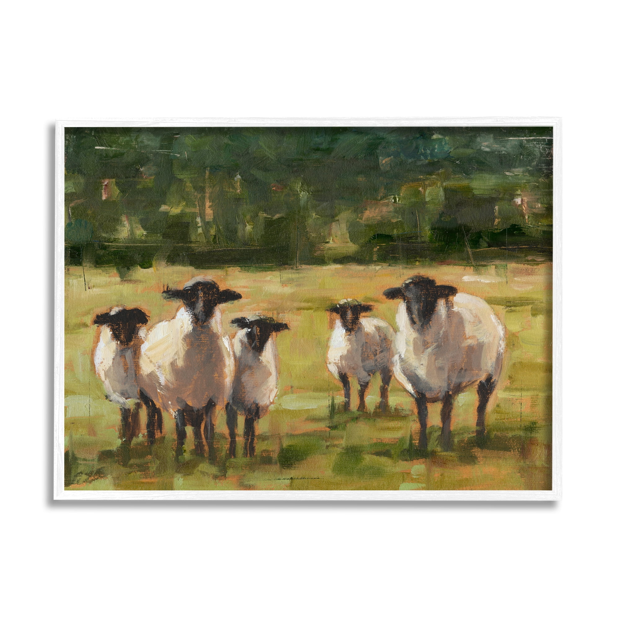Stupell Industries Flock of Sheep Family Painting Framed Art Print Wall Art, 30x24, By Ethan Harper