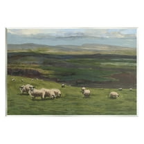 Stupell Industries Flock of Sheep Grazing Animals & Insects Painting Unframed Art Print Wall Art, 15 x 10