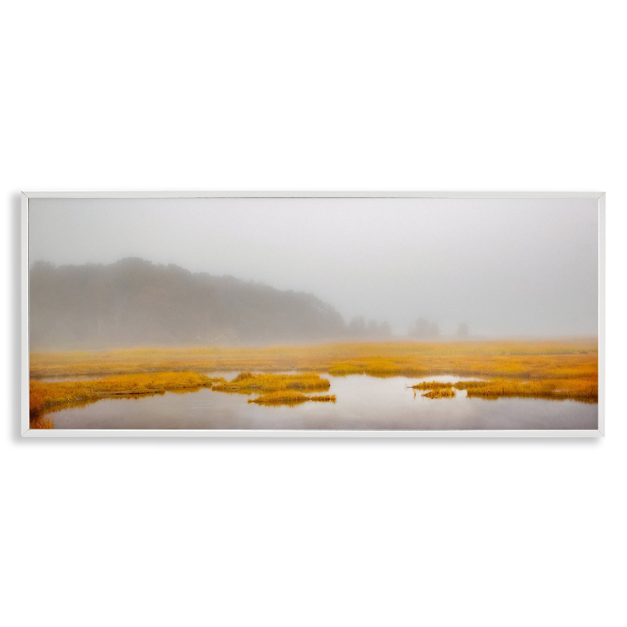 Stupell Industries Flooded Marshland Landscape Landscape Photography White Framed Art Print Wall Art, 30 x 13