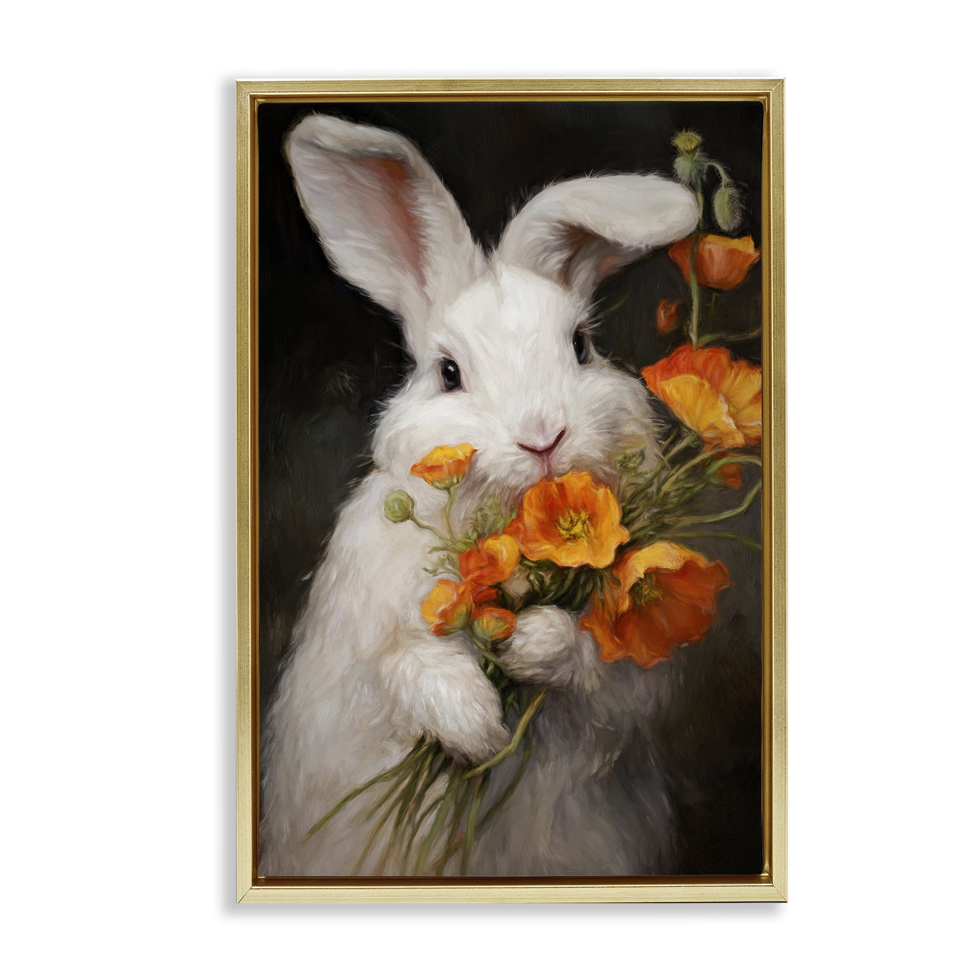 Stupell Industries Floppy Loves Her Poppies Gold Framed Floater Canvas Wall Art, design by Tina LeCour
