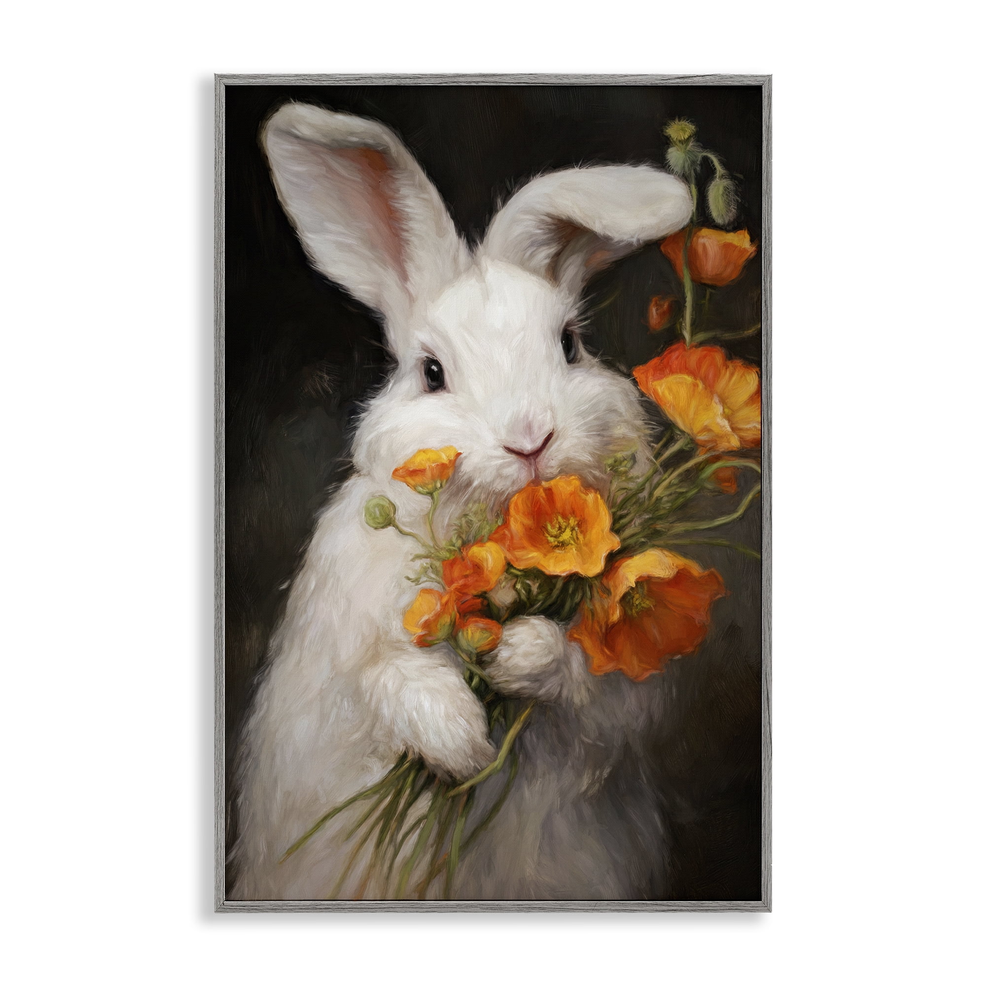 Stupell Industries Floppy Loves Her Poppies Gray Framed Giclee Art, design by Tina LeCour