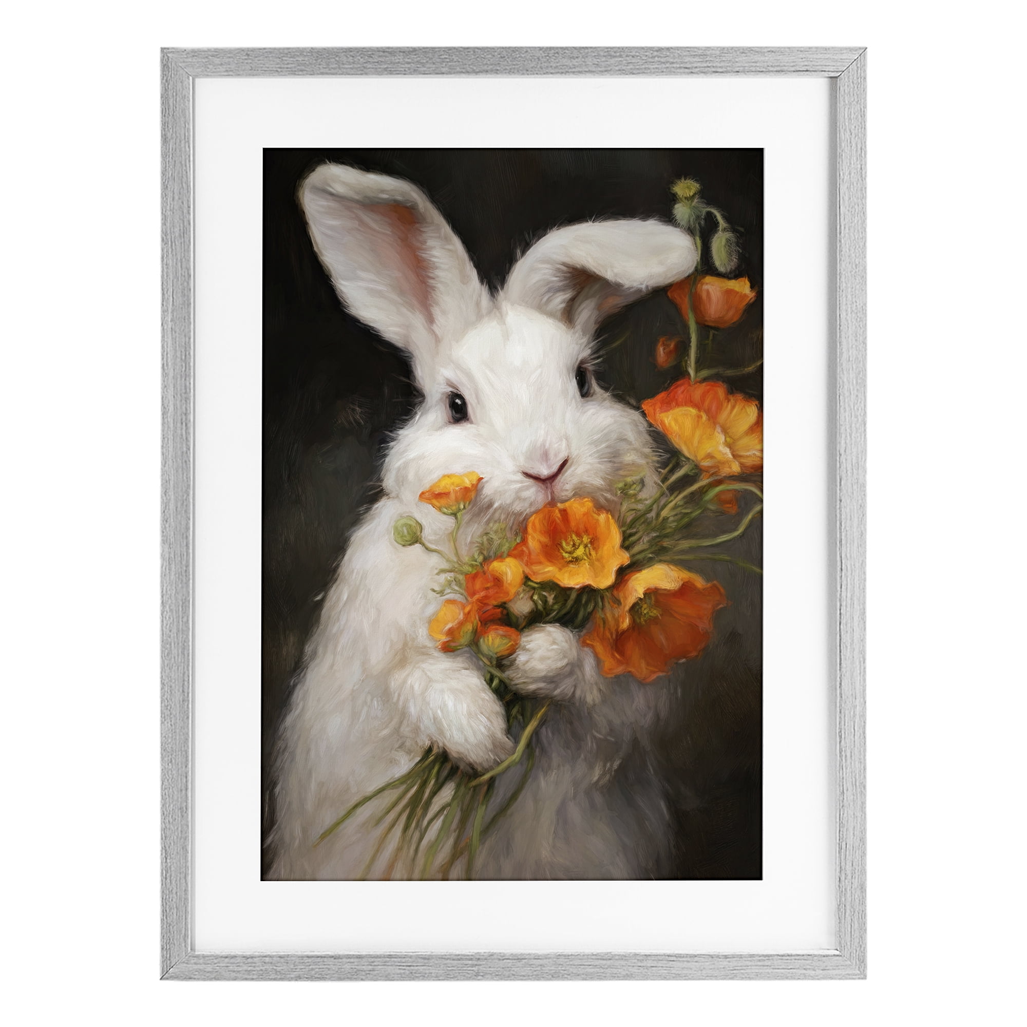 Stupell Industries Floppy Loves Her Poppies Gray Framed Print Under Glass, design by Tina LeCour
