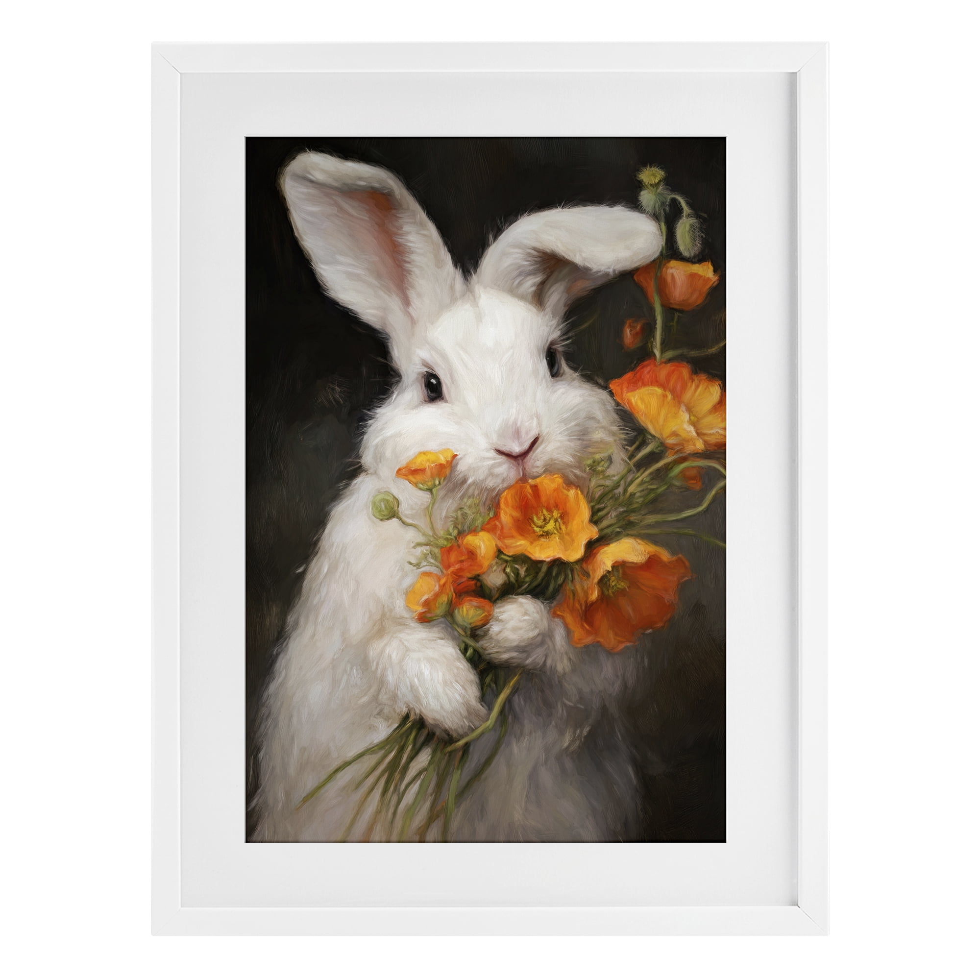 Stupell Industries Floppy Loves Her Poppies White Framed Print Under Glass, design by Tina LeCour