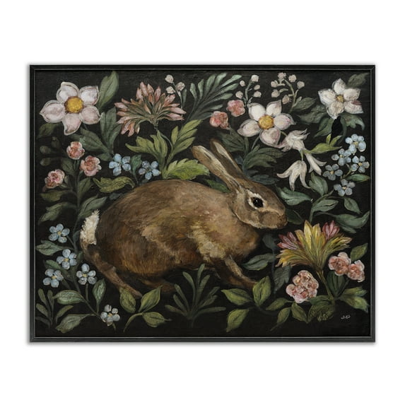 Stupell Industries Flora And Fauna Rabbit Black Framed Giclee Art design by Julia Purinton, 16 x 20