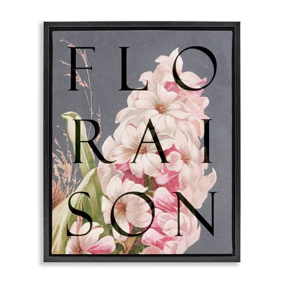 Stupell Industries Floraison Blooming Flower Black Framed Floater Canvas Wall Art design by Lil' Rue, 21 x 17