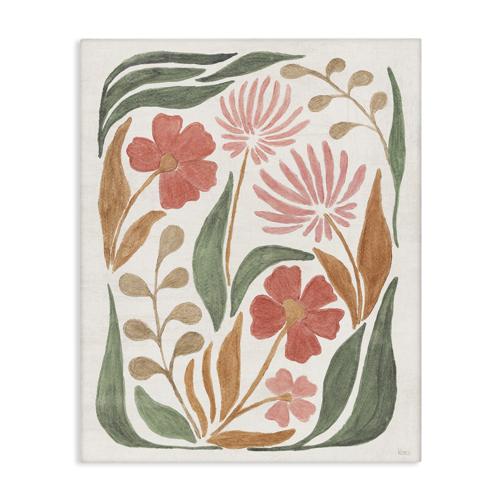Stupell Industries Floral Abstract Pattern Botanical & Floral Painting Gallery Wrapped Canvas Art Print Wall Art, 24 x 30