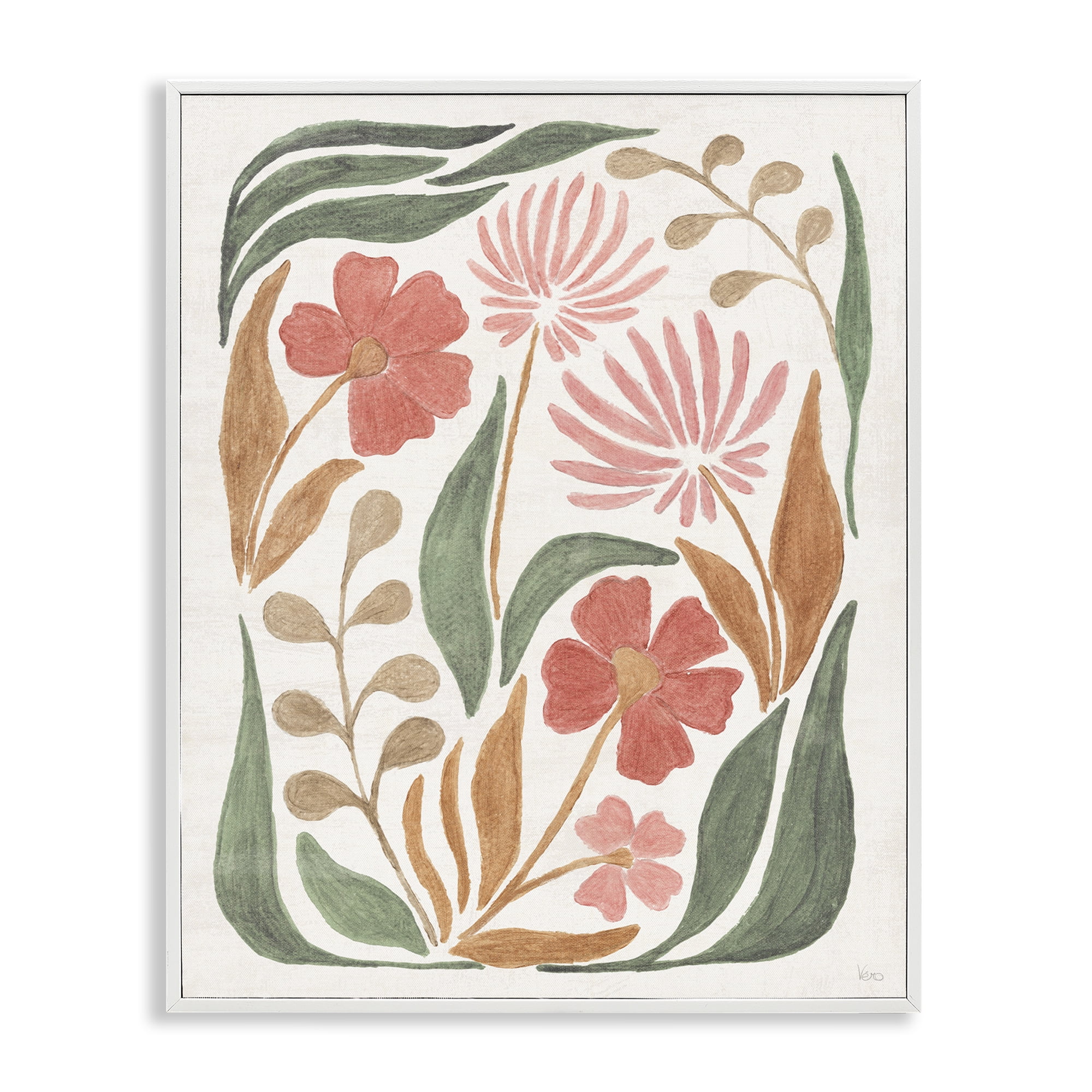Stupell Industries Floral Abstract Pattern Botanical & Floral Painting White Framed Art Print Wall Art, 11 x 14