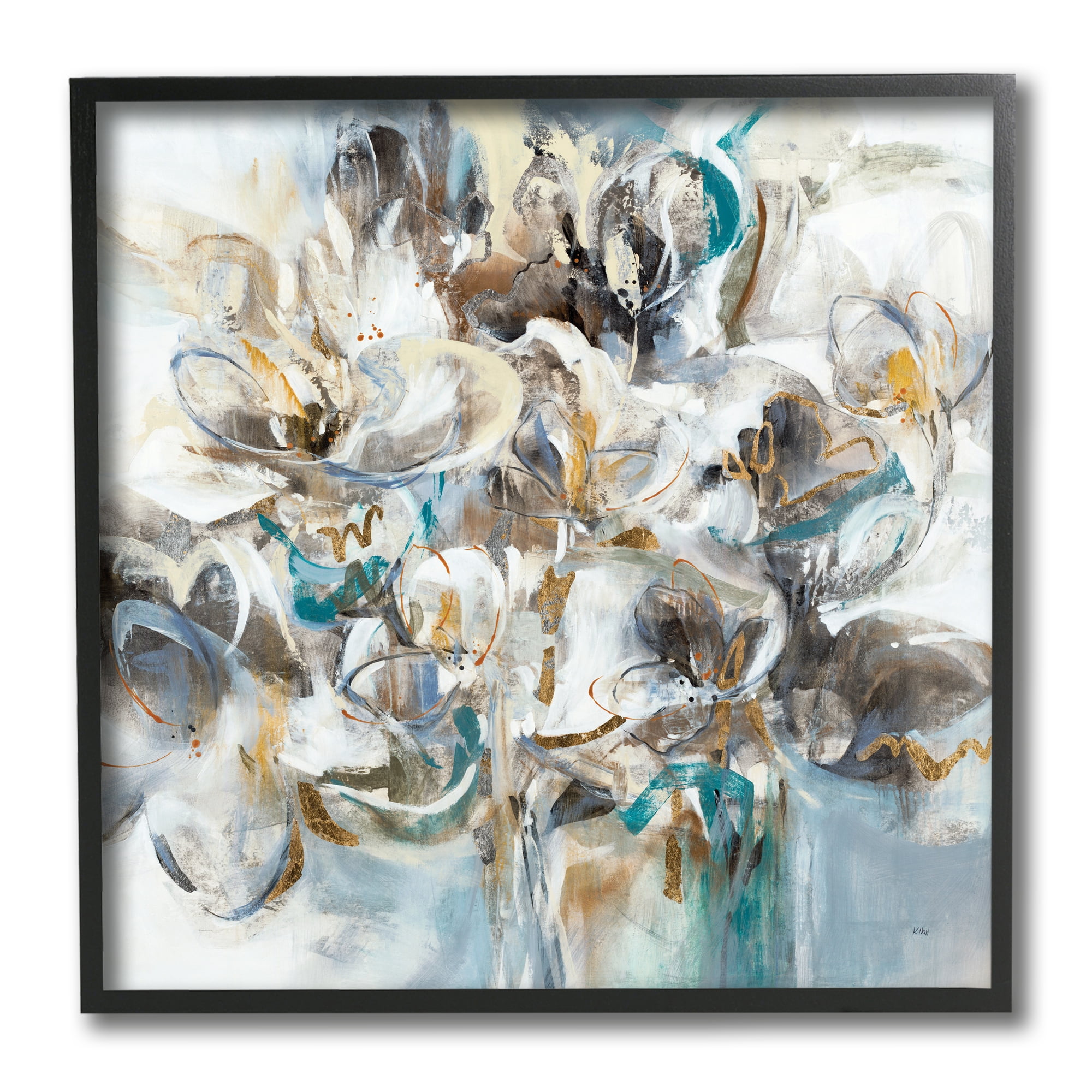 Stupell Industries Floral Abstraction Bouquet of White Flowers,12 x 12,Designed by K. Nari