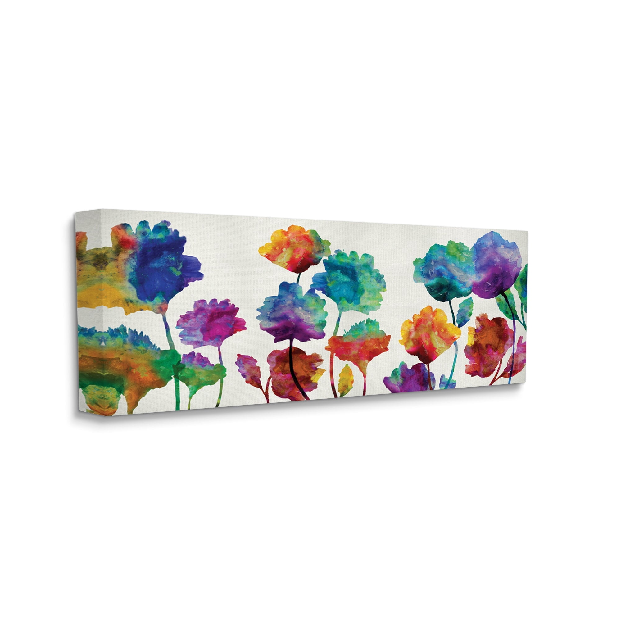Stupell Industries Floral Abstraction Rainbow Pop Patterned Flowers,10 x 24,Designed by Vanessa Austin