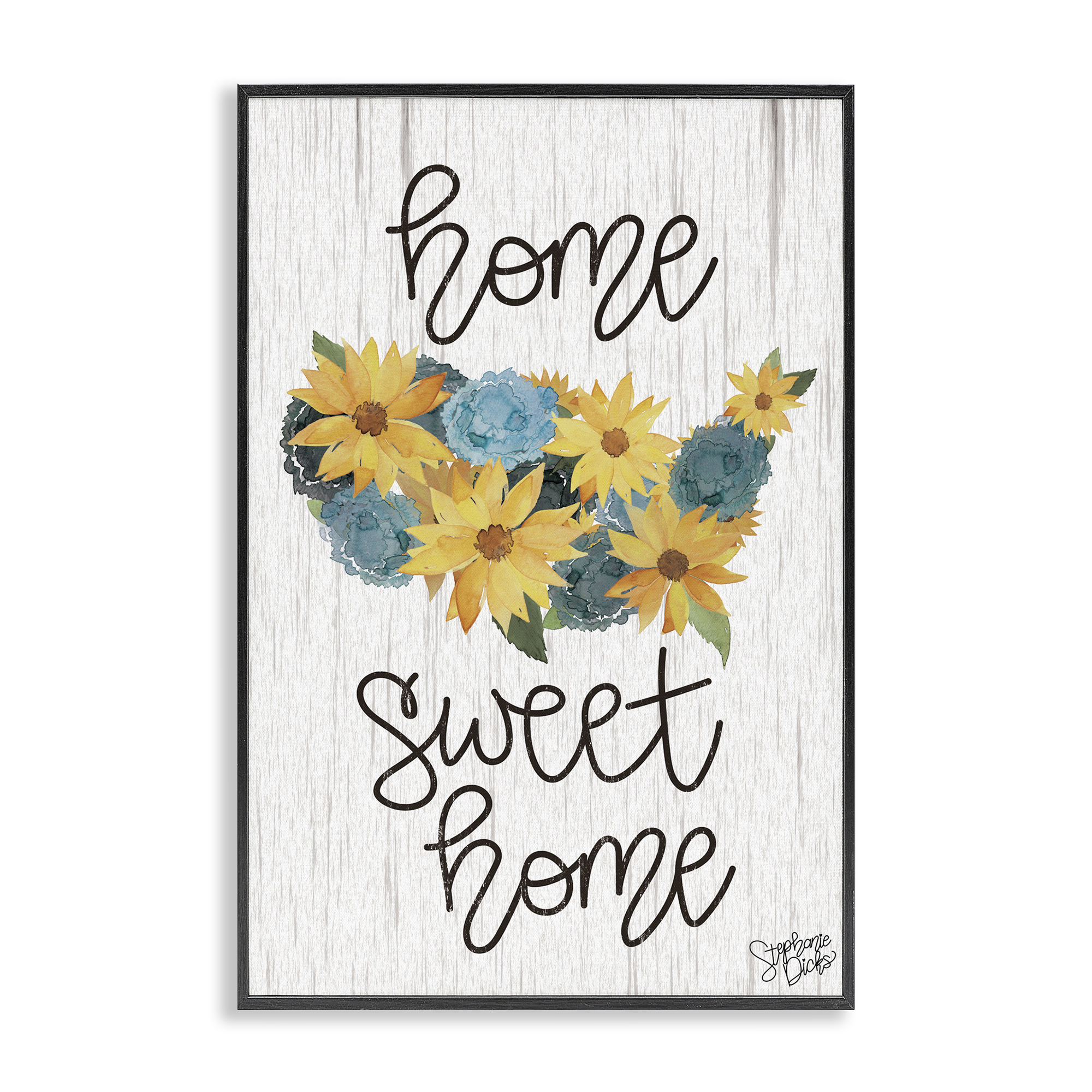 Stupell Industries Floral Americana Phrase Plants & Flowers Painting Black Framed Art Print Wall Art, 12 x 18