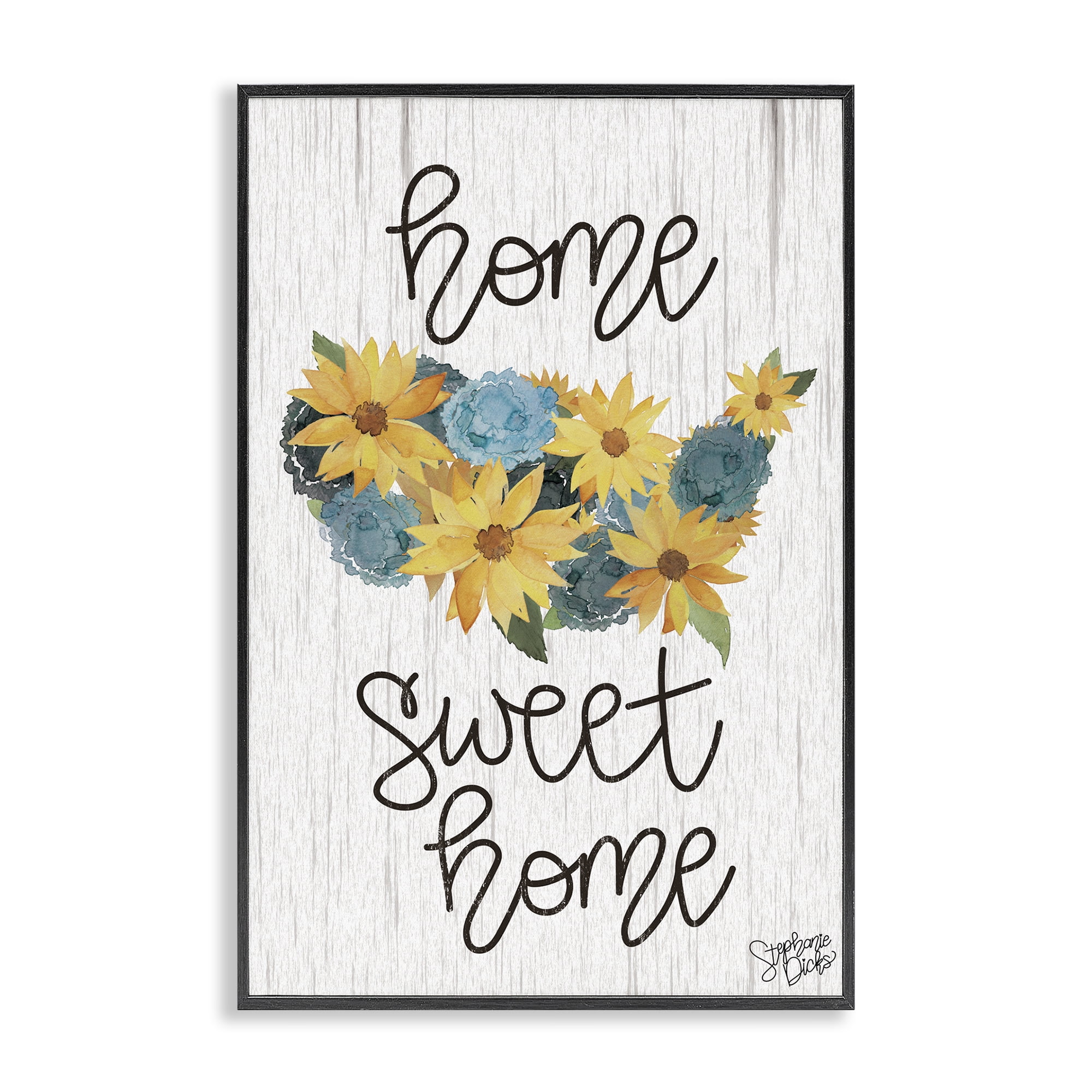 Stupell Industries Floral Americana Phrase Plants & Flowers Painting Black Framed Art Print Wall Art, 16 x 24