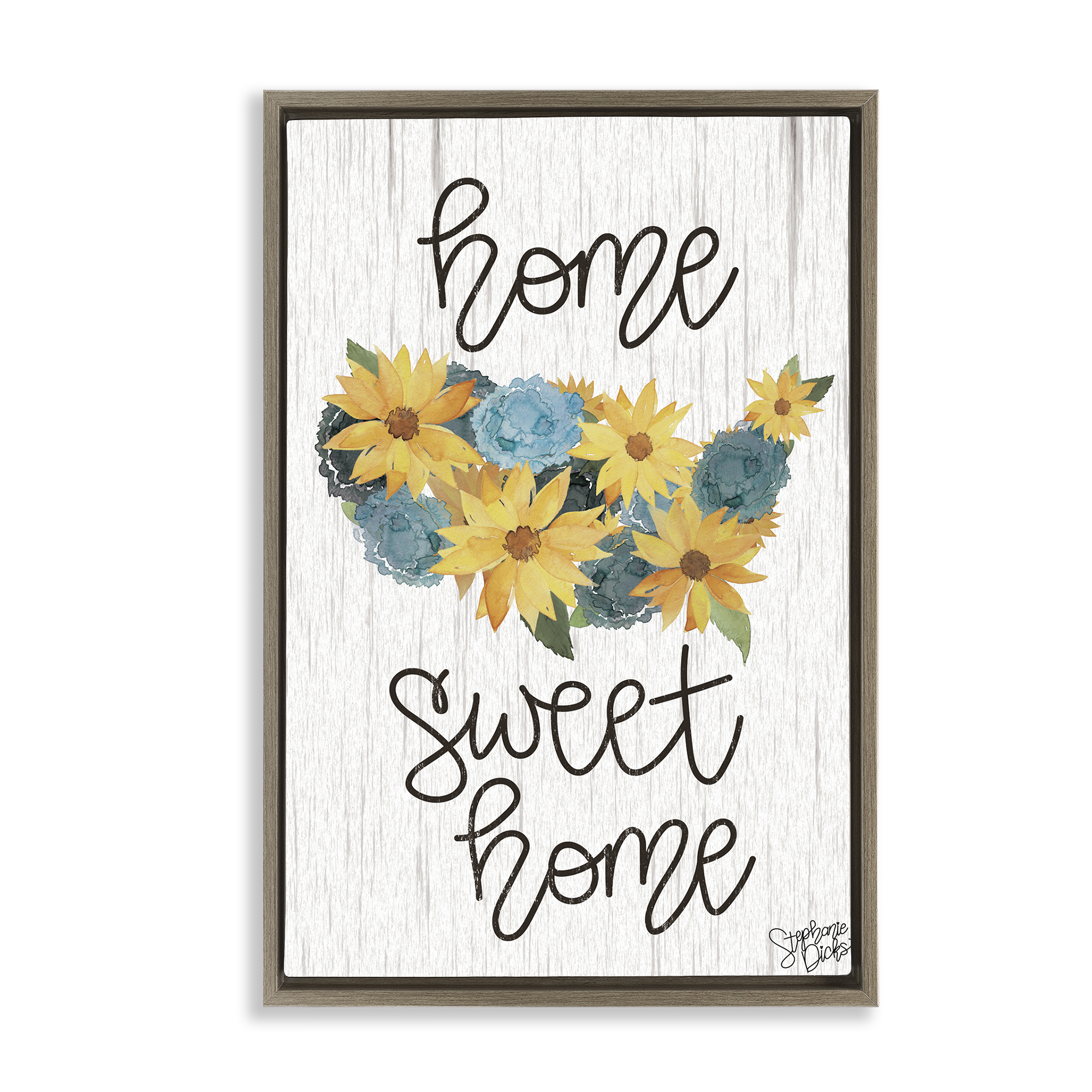 Stupell Industries Floral Americana Phrase Plants & Flowers Painting Brown Floater Framed Canvas Art Print Wall Art, 17 x 25