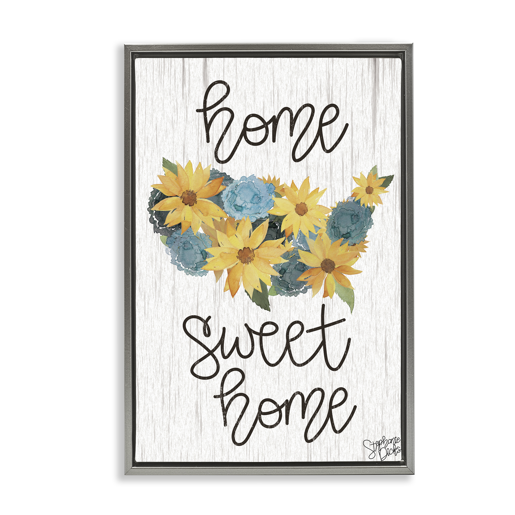 Stupell Industries Floral Americana Phrase Plants & Flowers Painting Gray Floater Framed Canvas Art Print Wall Art, 21 x 31