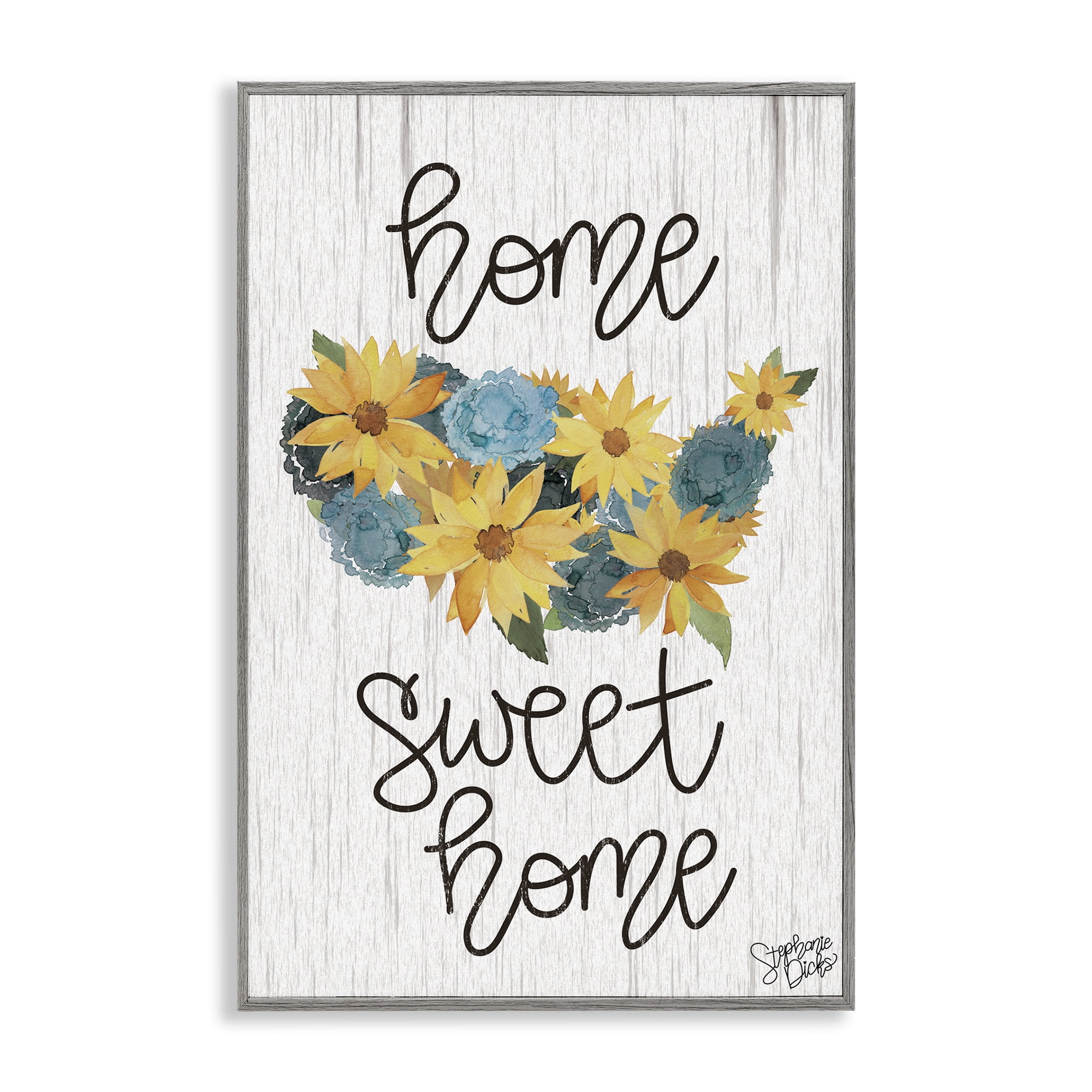 Stupell Industries Floral Americana Phrase Plants & Flowers Painting Gray Framed Art Print Wall Art, 20 x 30