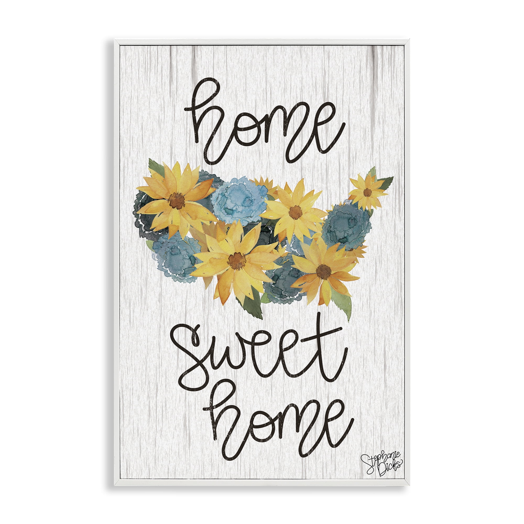 Stupell Industries Floral Americana Phrase Plants & Flowers Painting White Framed Art Print Wall Art, 12 x 18