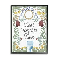 Stupell Industries Floral Bathroom Phrase Typography Painting Black Framed Art Print Wall Art, 11 x 14