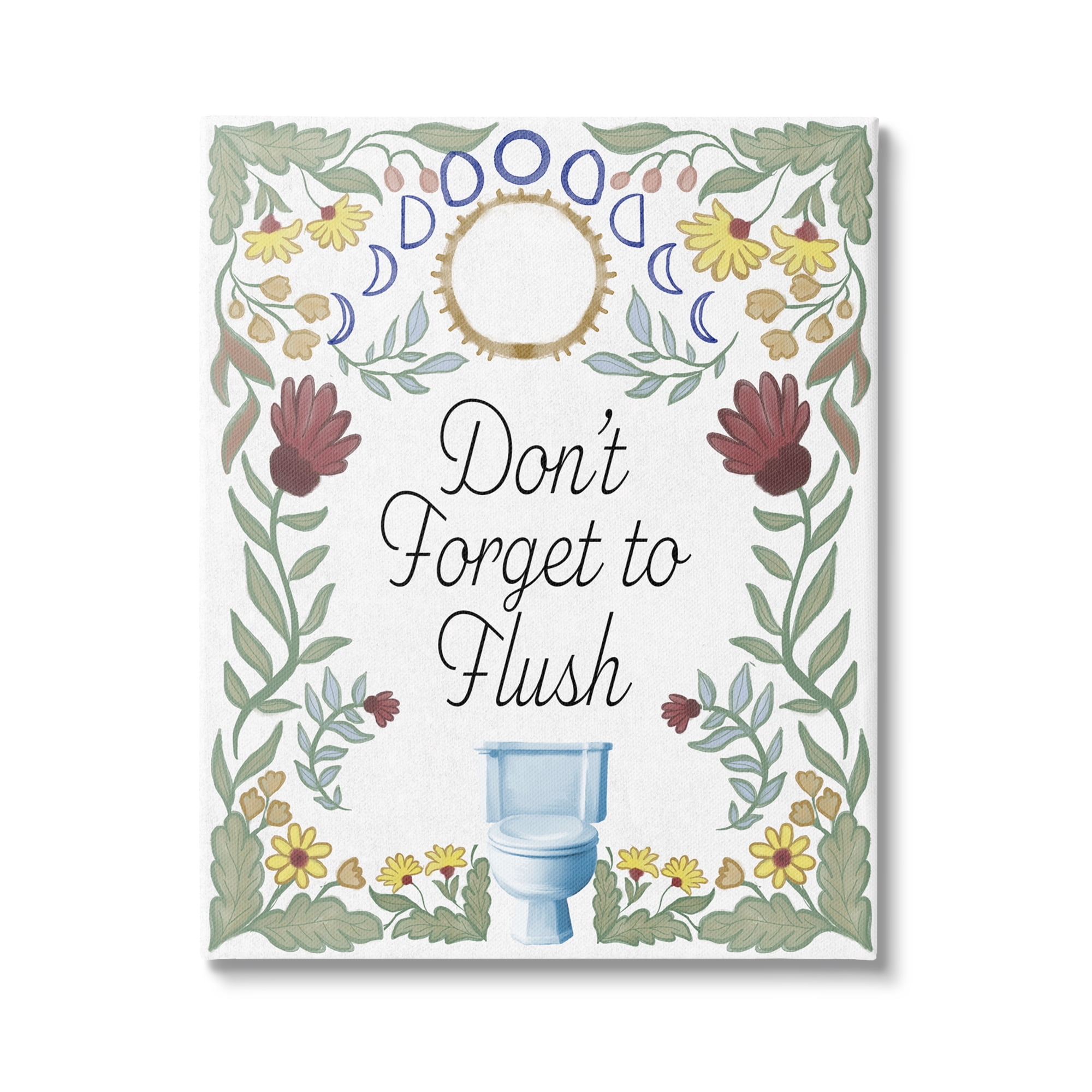 Stupell Industries Floral Bathroom Phrase Typography Painting Gallery Wrapped Canvas Print Wall Art, 16 x 20