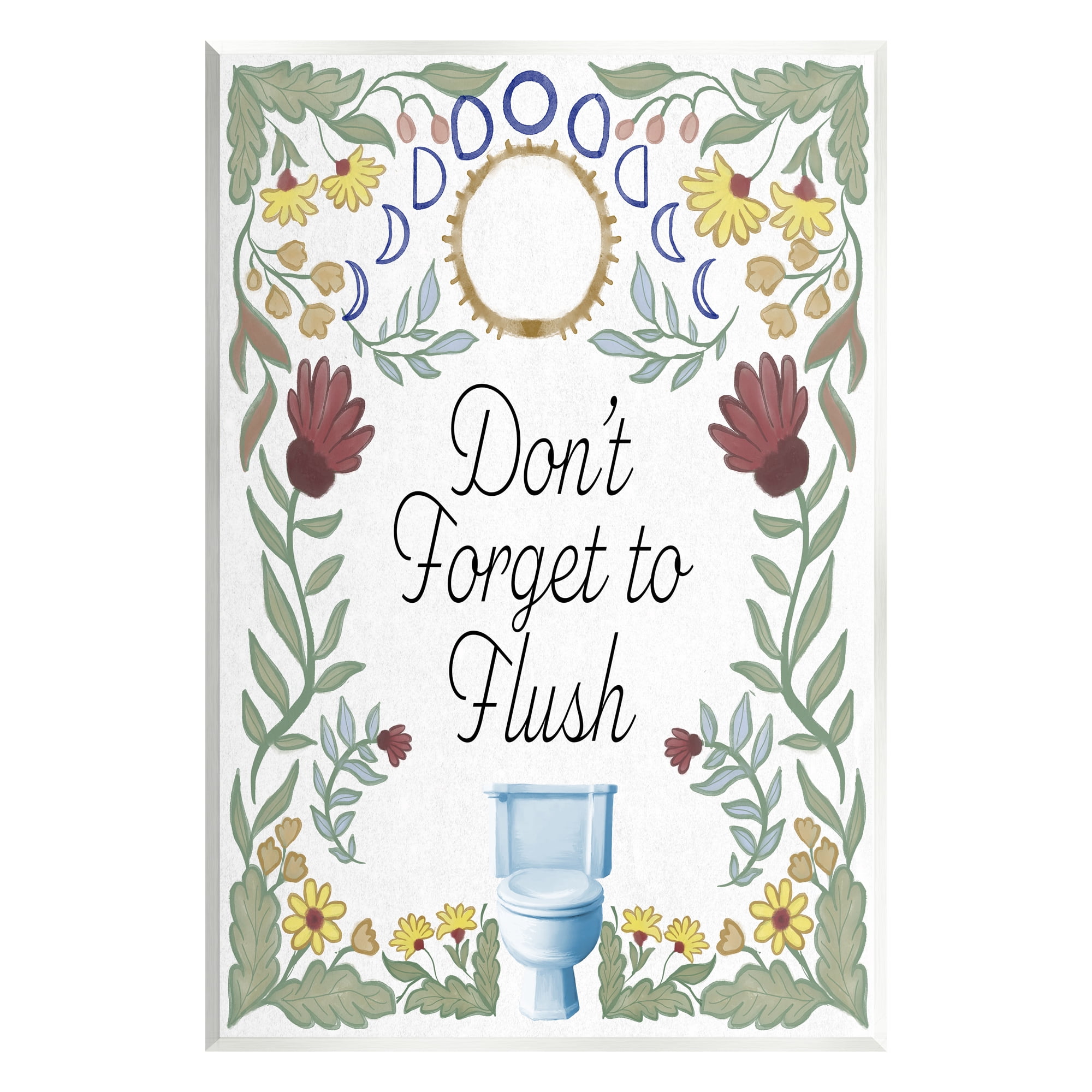 Stupell Industries Floral Bathroom Phrase Typography Painting Unframed Art Print Wall Art, 10 x 15