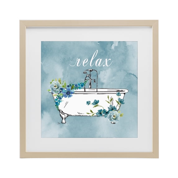 Stupell Industries French Country Floral Bathroom Rules Relax Birch Framed Print Under Glass, 16 x 16, by Nan
