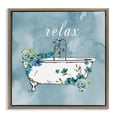 thumbnail image 1 of Stupell Industries French Country Floral Bathroom Rules Relax Brown Floating Frame Canvas Art, 18 x 18, by Nan, 1 of 8