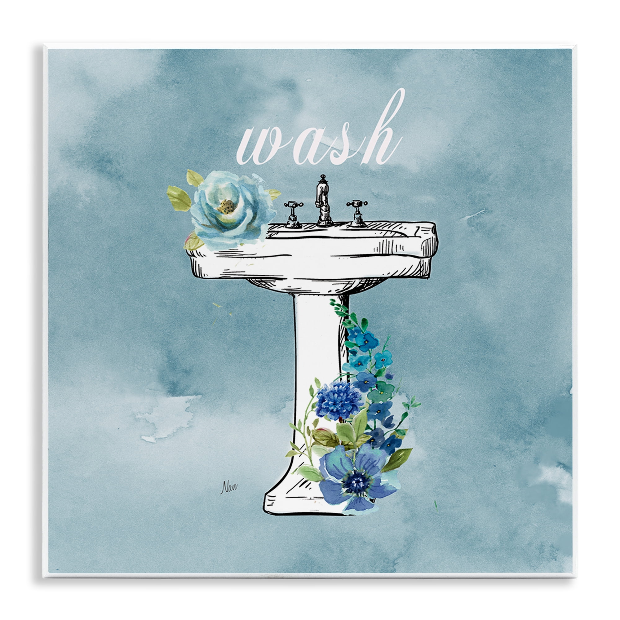 Stupell Industries Floral Bathroom Rules Wash Wall Plaque Art, design by Nan
