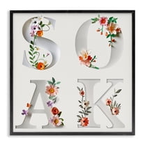 Stupell Industries Floral Bathroom Soak Letters Floral Painting Black Framed Art Print Wall Art, 12 x 12