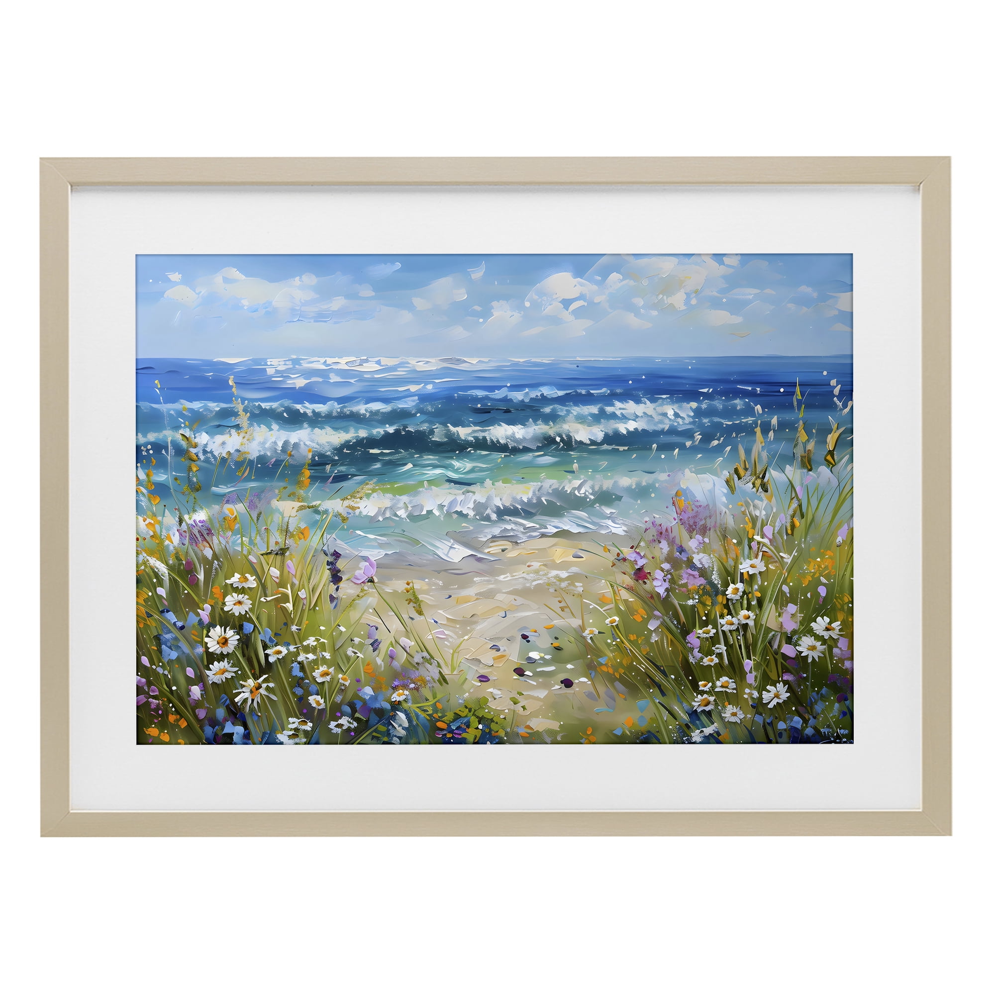 Stupell Industries Floral Beach Meadow by Ocean Birch Framed Print Under Glass, design by Creative Studio