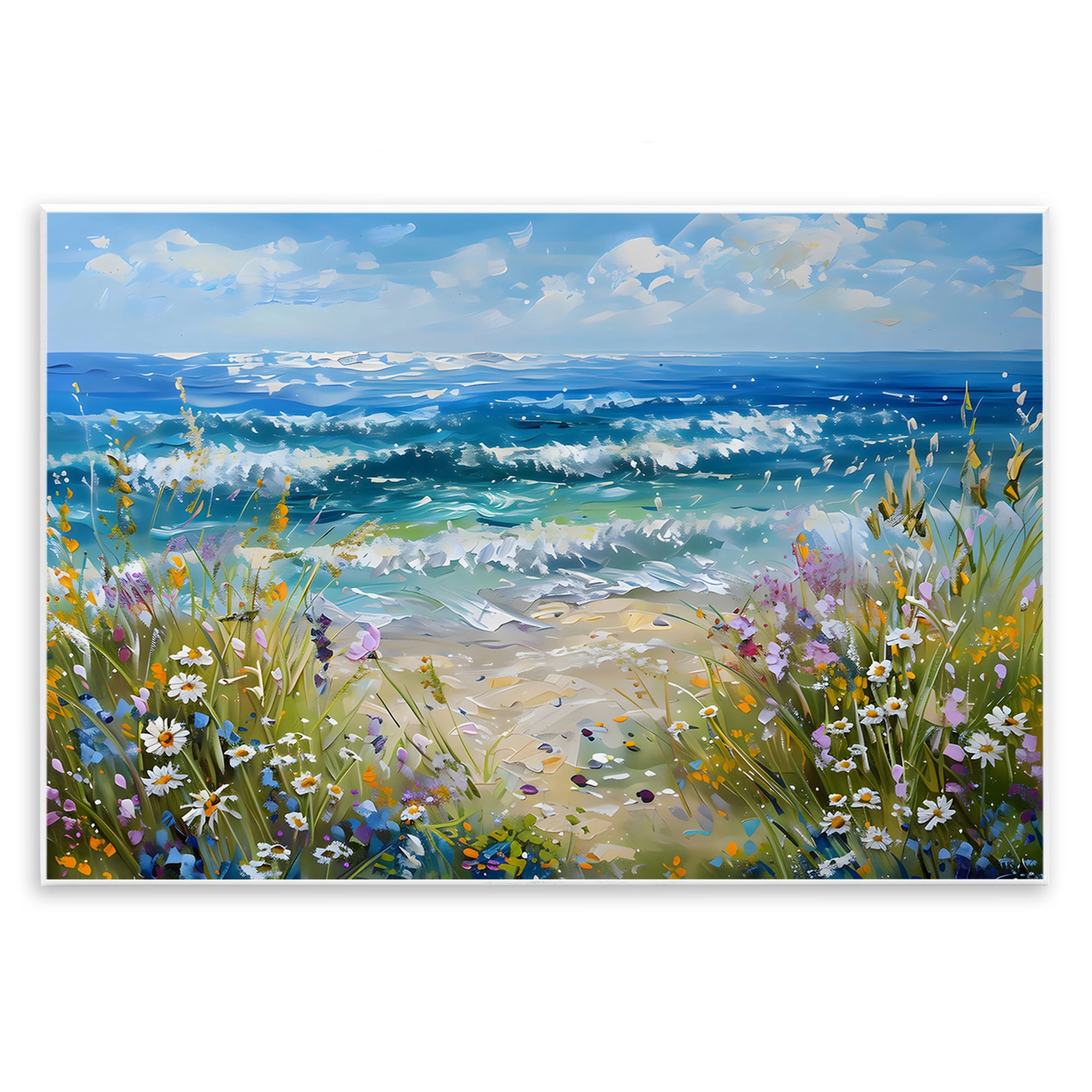 Stupell Industries Floral Beach Meadow by Ocean Wall Plaque Art, design by Creative Studio