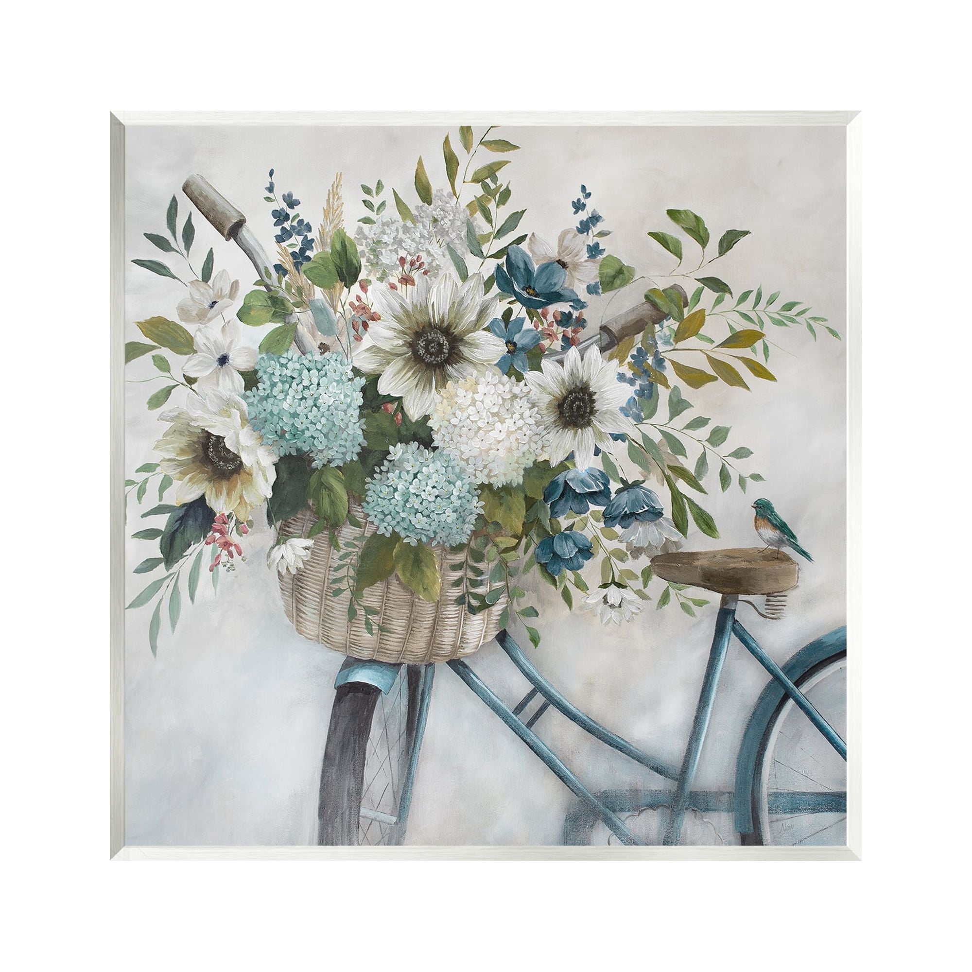 Stupell Industries Floral Bike Basket Transportation Painting Unframed Art Print Wall Art, 12 x 12