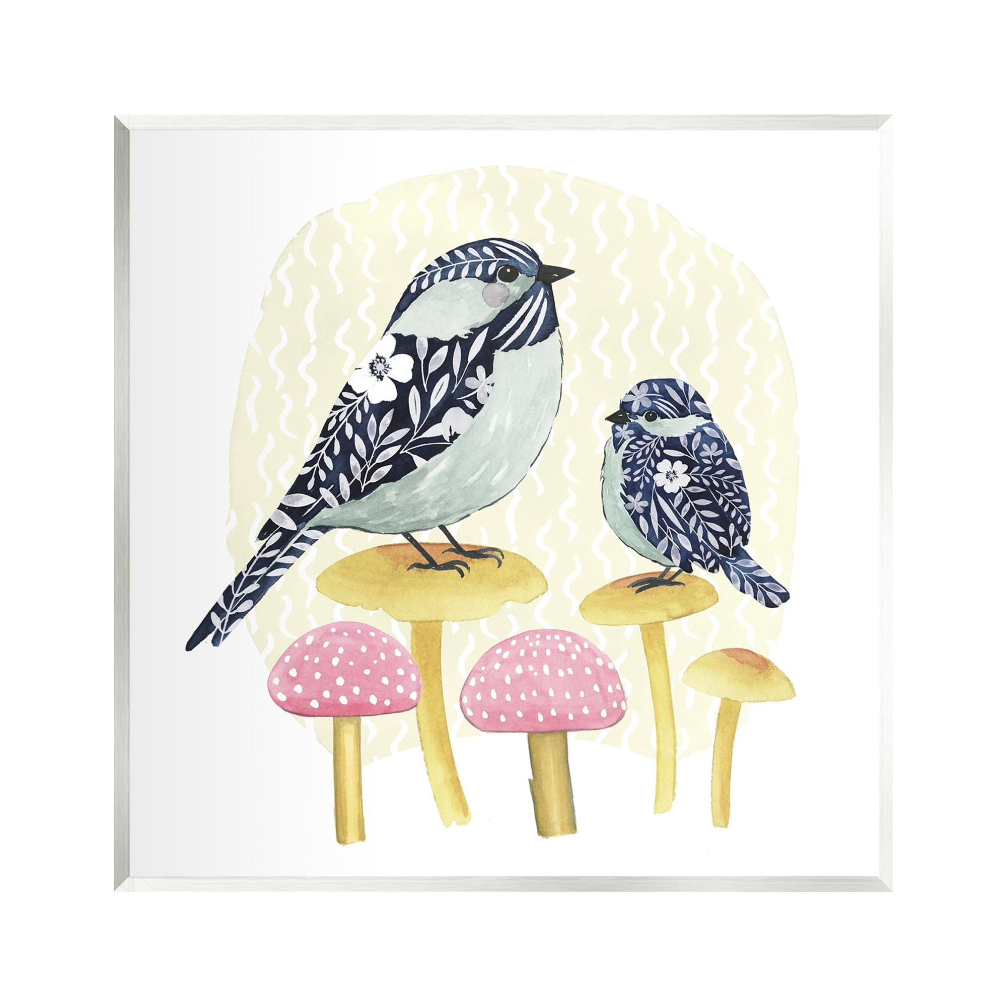 Stupell Industries Floral Birds Perched Mushrooms Animals & Insects Painting Unframed Art Print Wall Art