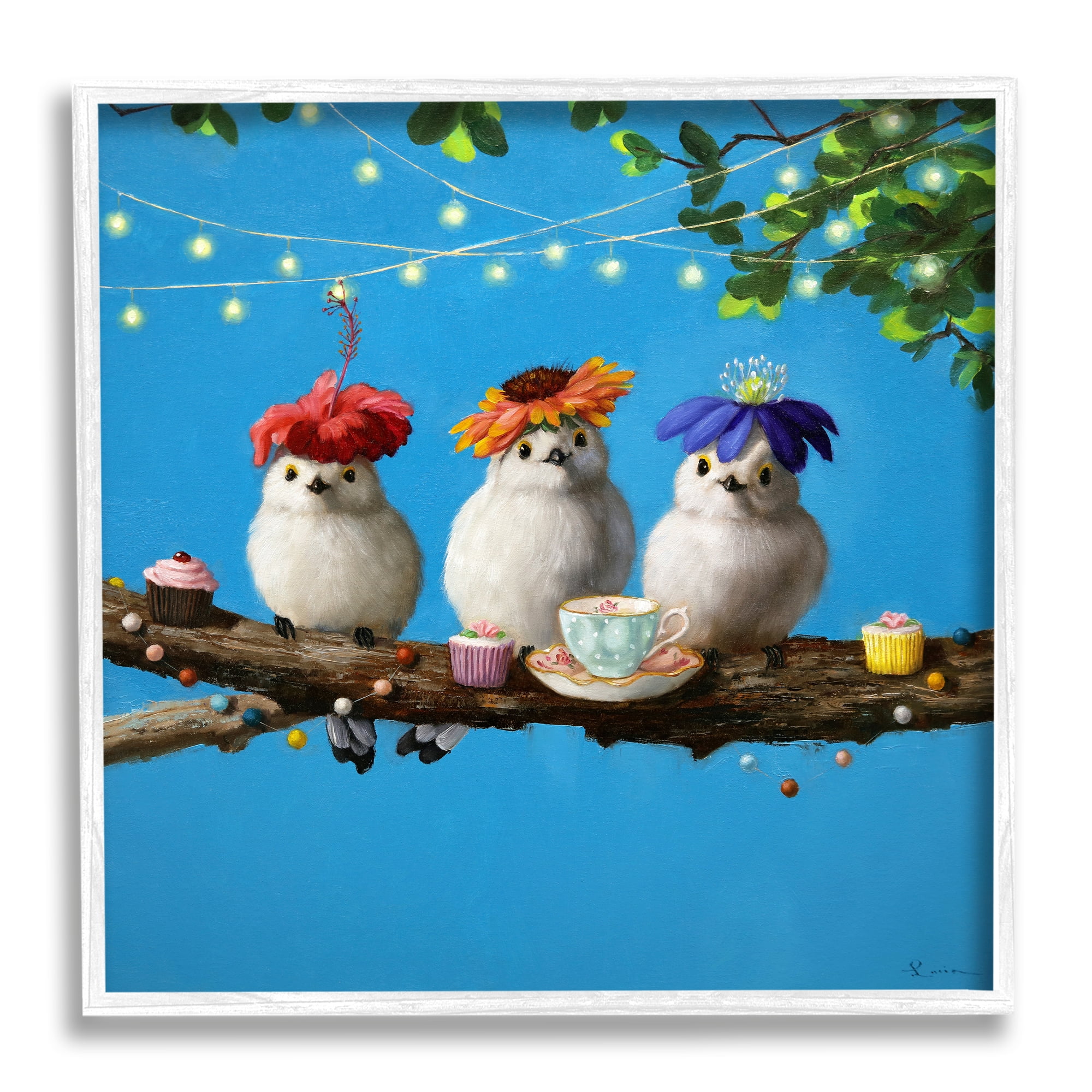 Stupell Industries Floral Birds Relaxing Teatime Cupcakes Tree Branch, 12 x 12, Design by Lucia Heffernan