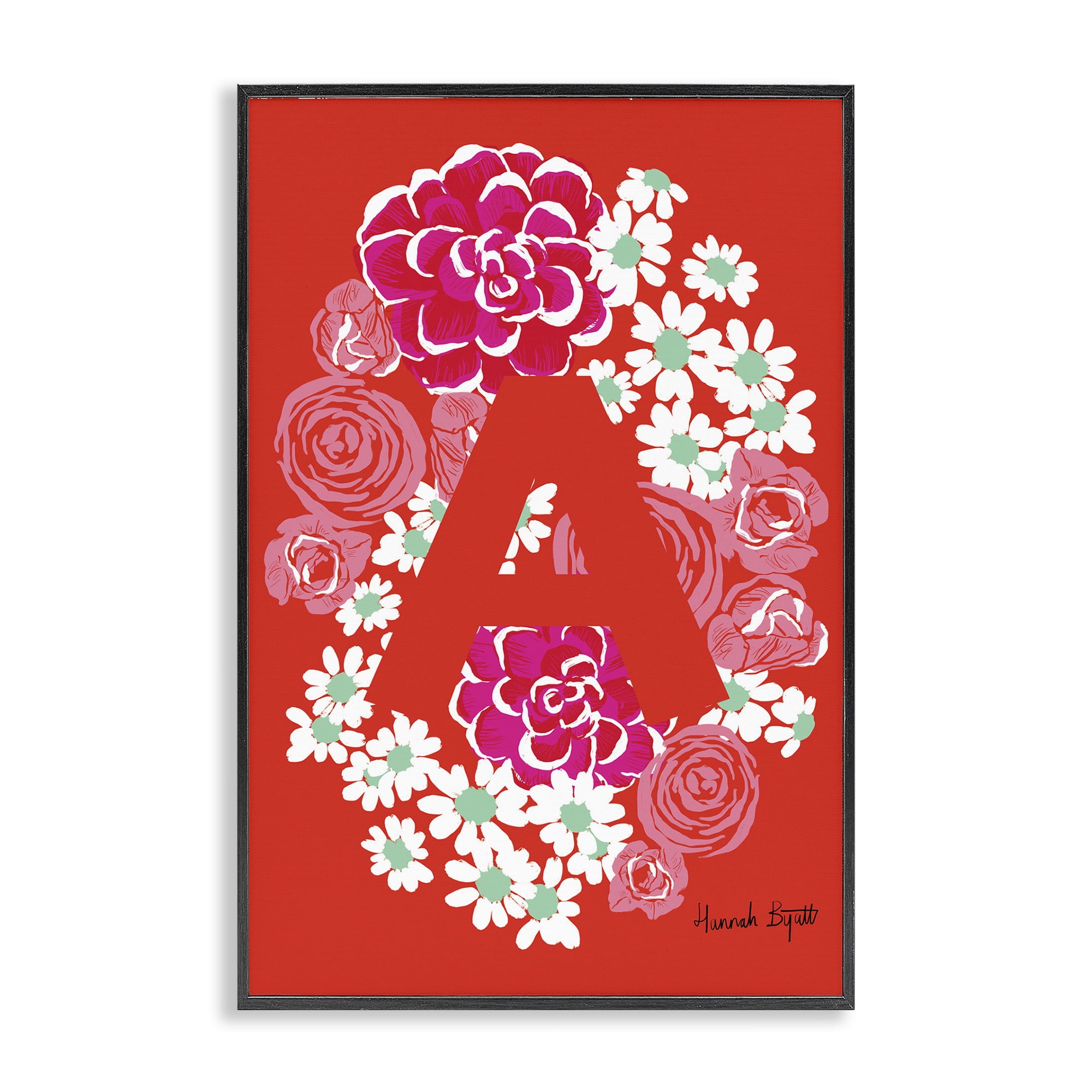 Stupell Industries Floral Bloom Letter A Botanical & Floral Painting Black Framed Art Print Wall Art, 16 x 24