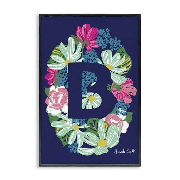 Stupell Industries Floral Bloom Letter B Botanical & Floral Painting Black Framed Art Print Wall Art, 12 x 18