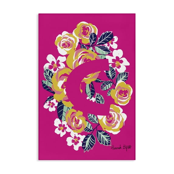Stupell Industries Eclectic Floral Bloom Letter C Canvas Art, 16 x 24, by Hannah Byatt