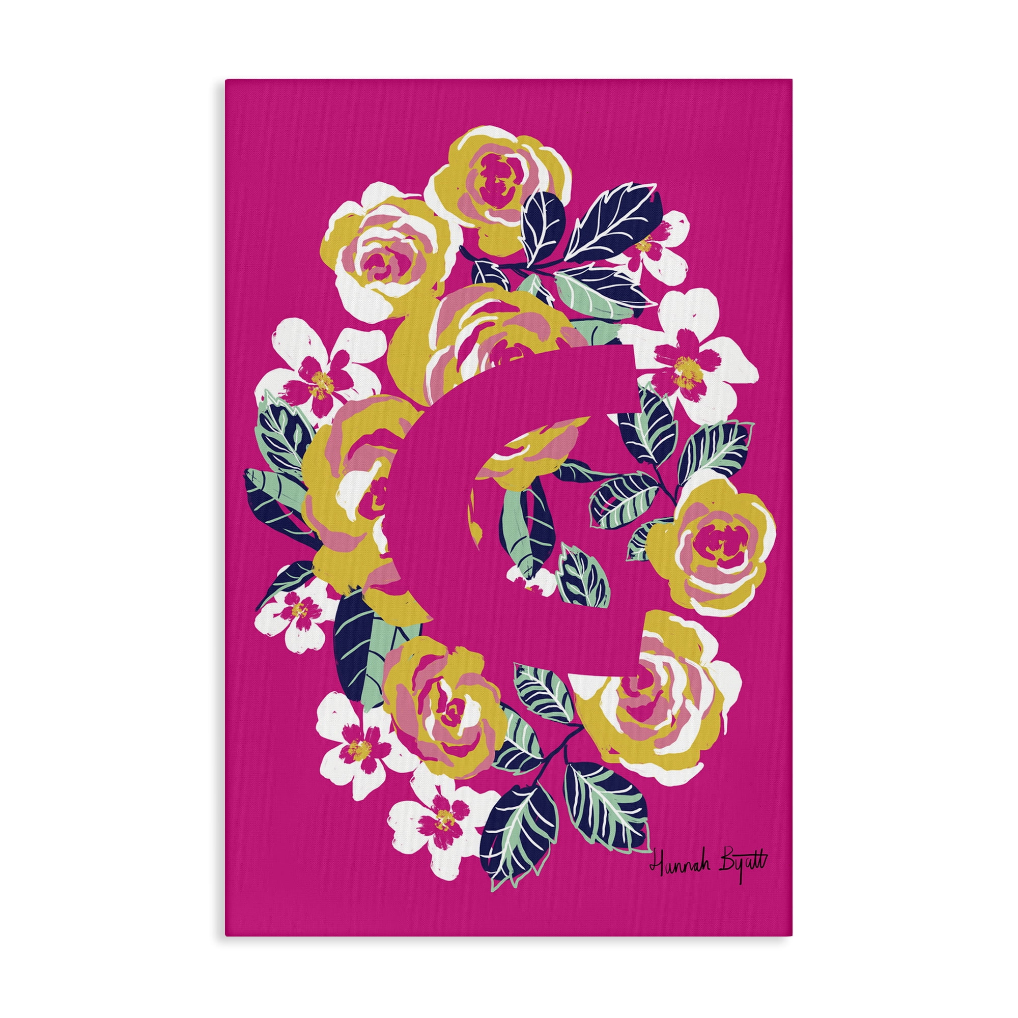 Stupell Industries Floral Bloom Letter C Botanical & Floral Painting Gallery Wrapped Canvas Art Print Wall Art, 20 x 30