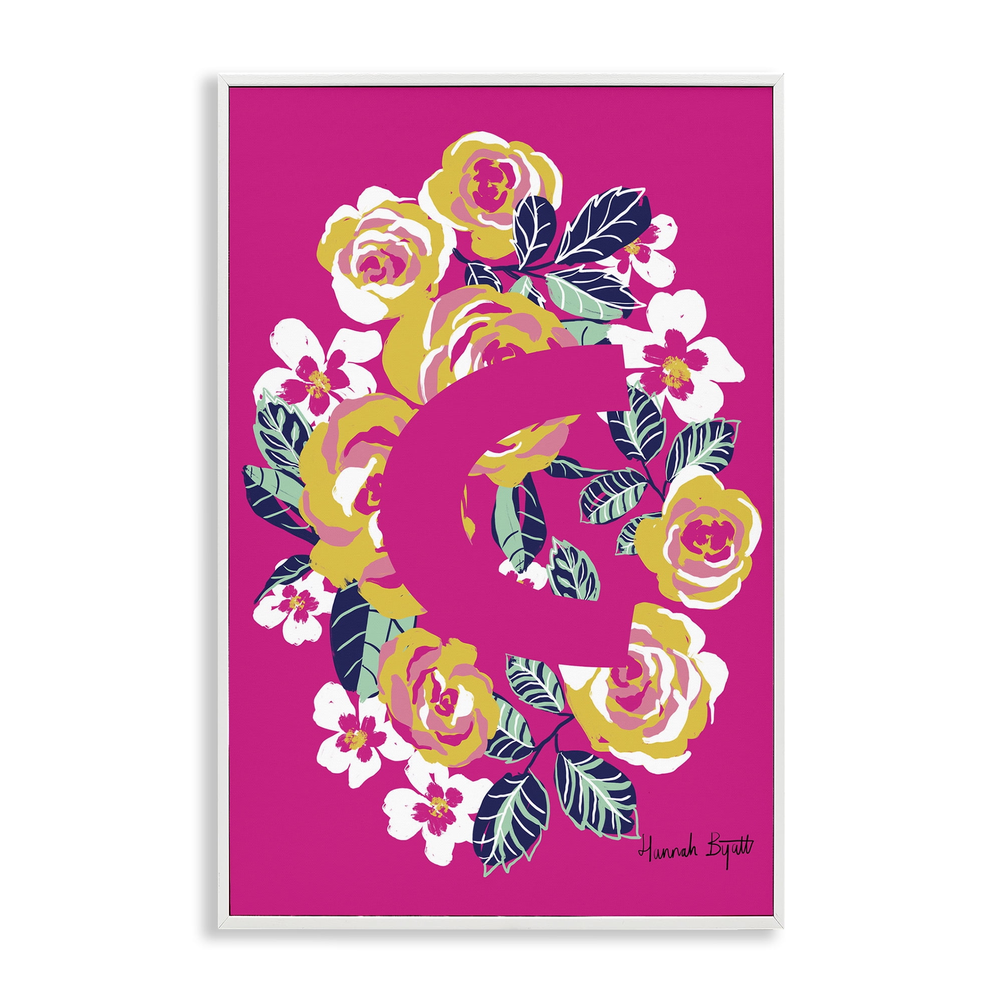 Stupell Industries Floral Bloom Letter C Botanical & Floral Painting White Framed Art Print Wall Art, 20 x 30