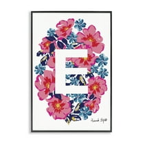 Stupell Industries Floral Bloom Letter E Botanical & Floral Painting Black Framed Art Print Wall Art, 12 x 18