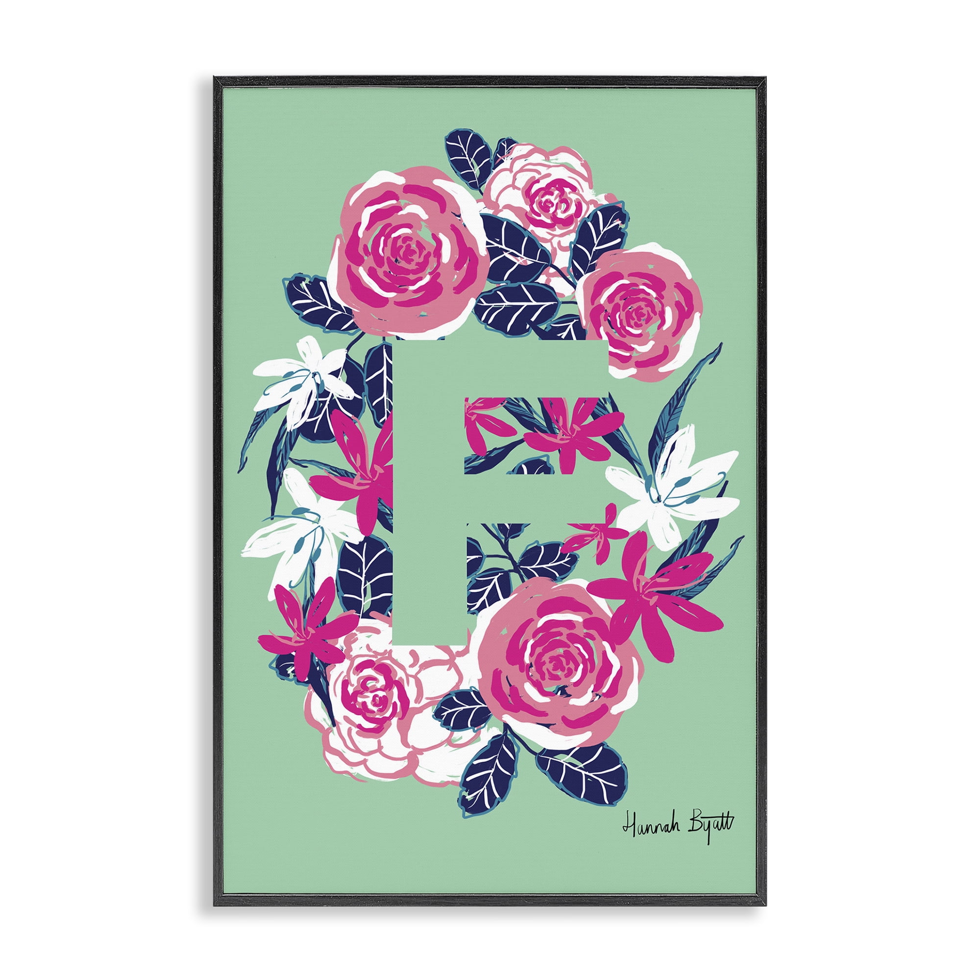 Stupell Industries Floral Bloom Letter F Botanical & Floral Painting Black Framed Art Print Wall Art, 16 x 24