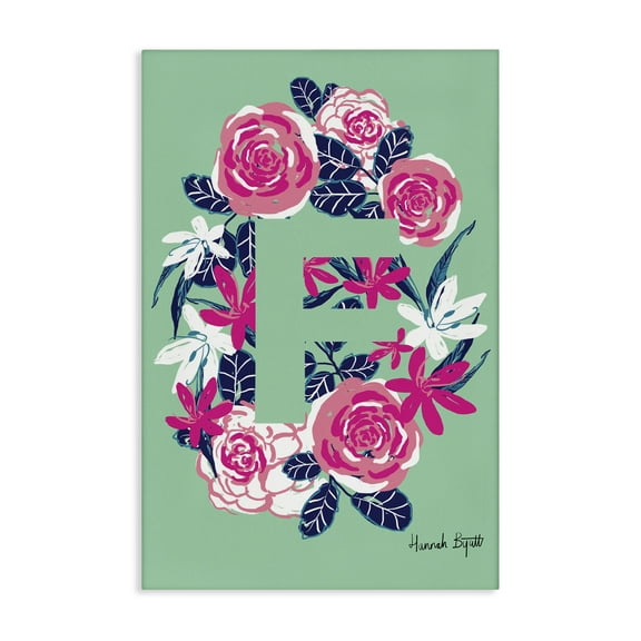 Stupell Industries Floral Bloom Letter F Botanical & Floral Painting Gallery Wrapped Canvas Art Print Wall Art, 16 x 24