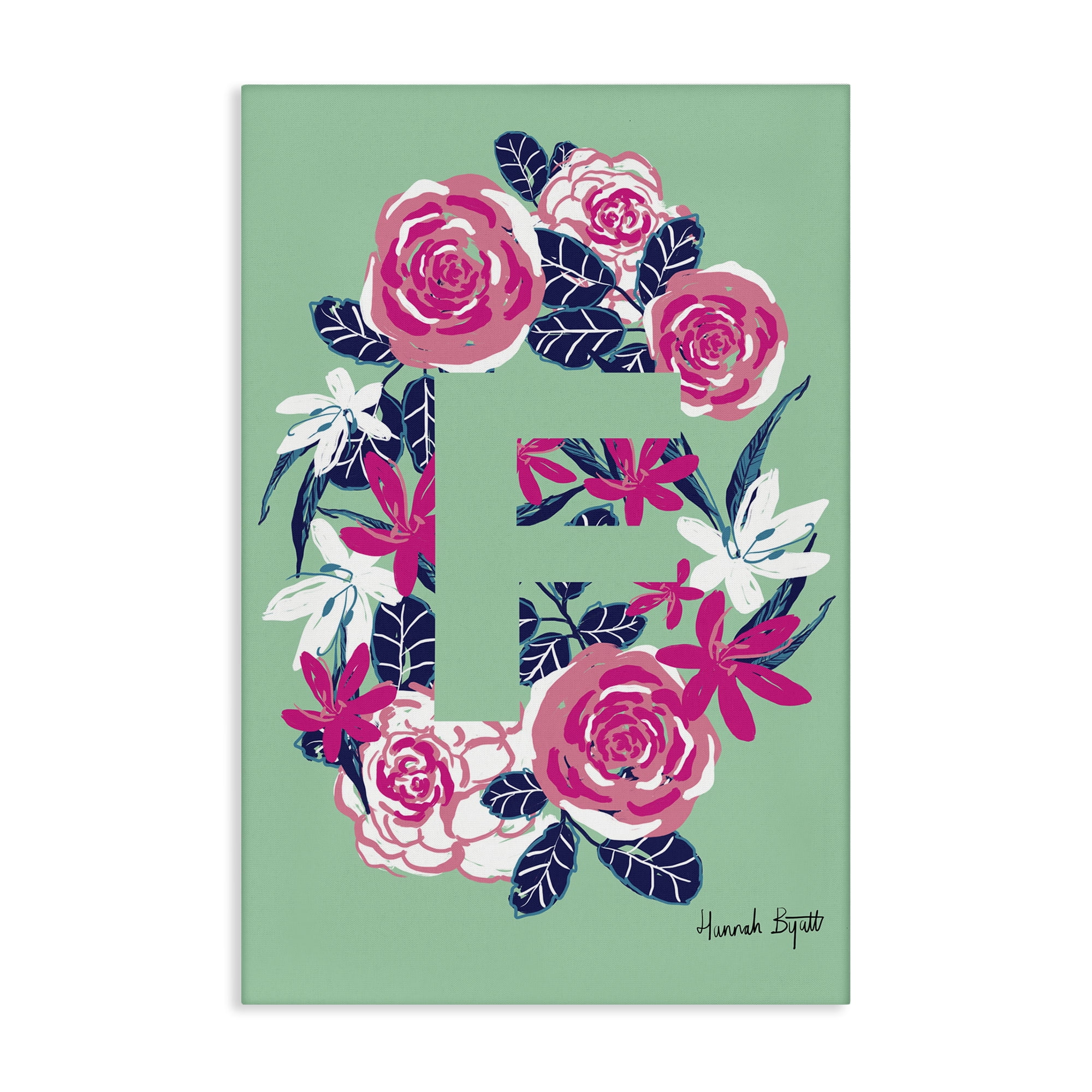 Stupell Industries Floral Bloom Letter F Botanical & Floral Painting Gallery Wrapped Canvas Art Print Wall Art, 20 x 30