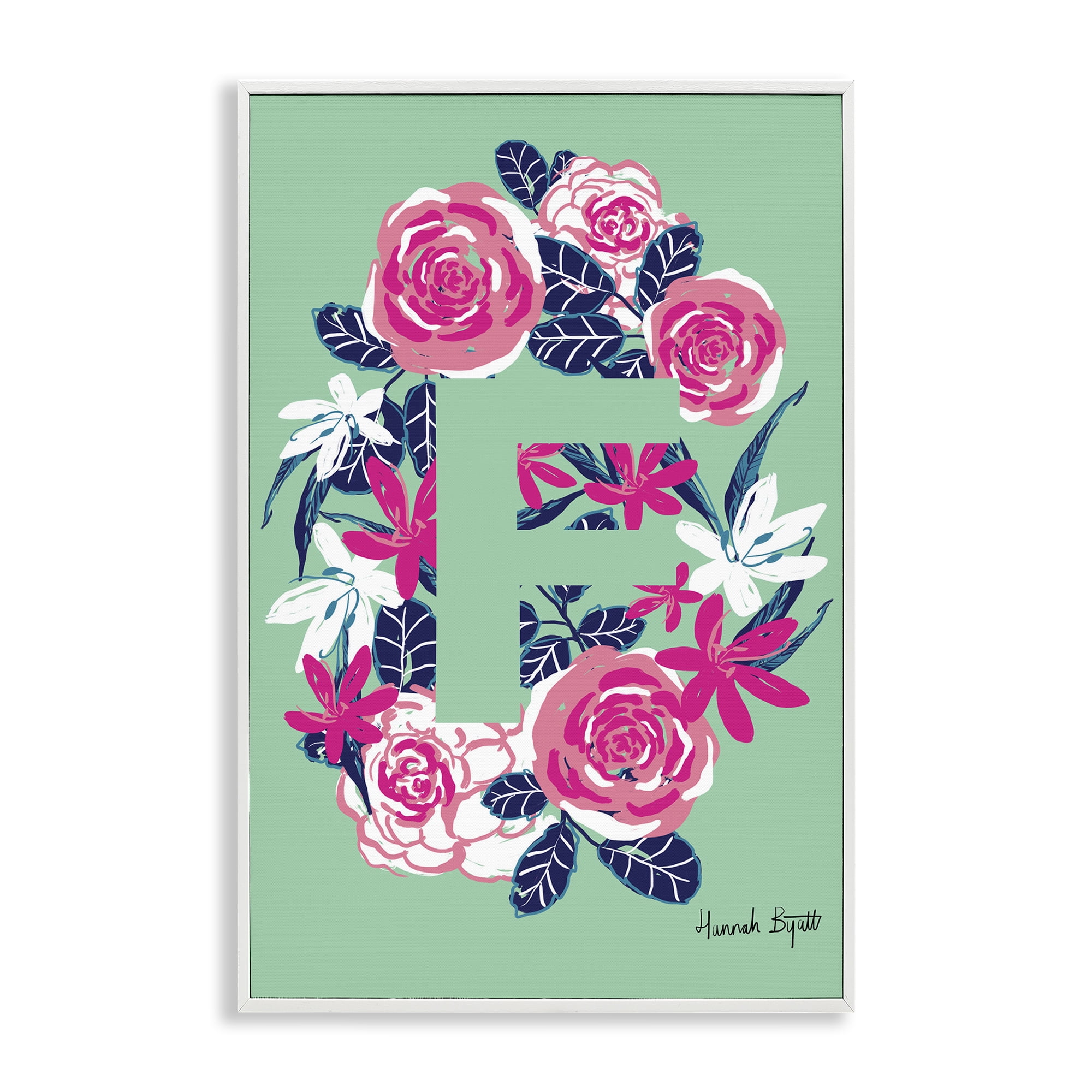 Stupell Industries Floral Bloom Letter F Botanical & Floral Painting White Framed Art Print Wall Art, 12 x 18