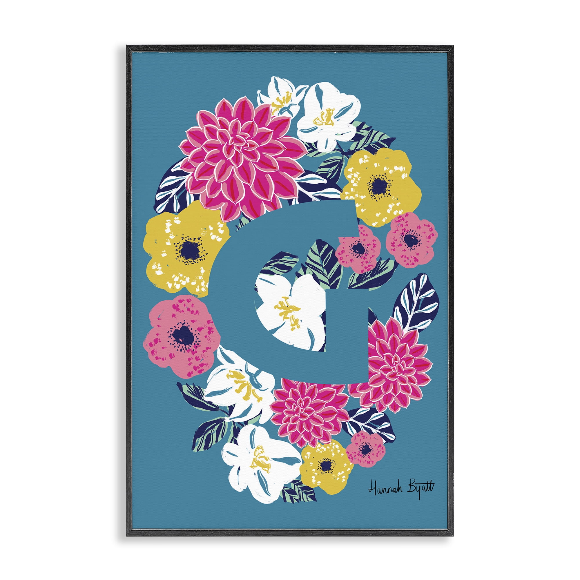 Stupell Industries Floral Bloom Letter G Botanical & Floral Painting Black Framed Art Print Wall Art, 20 x 30