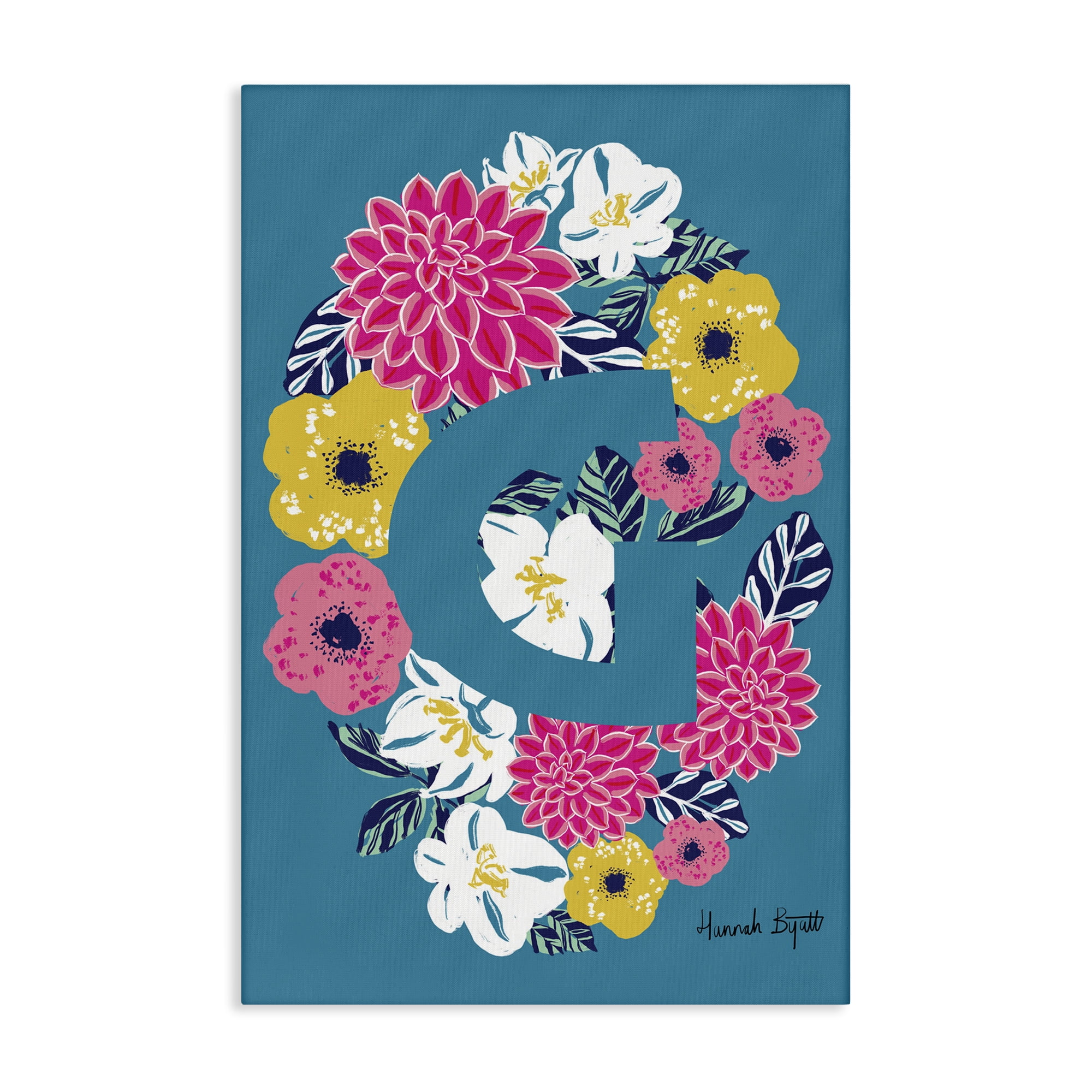 Stupell Industries Floral Bloom Letter G Botanical & Floral Painting Gallery Wrapped Canvas Art Print Wall Art, 16 x 24