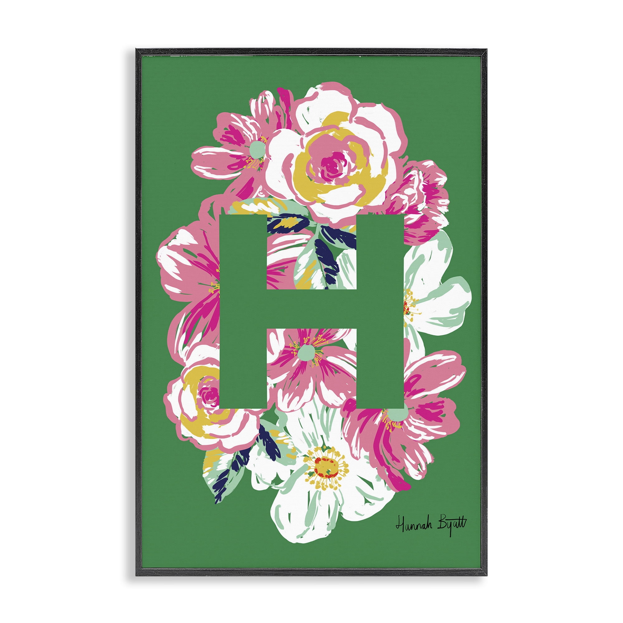 Stupell Industries Floral Bloom Letter H Botanical & Floral Painting Black Framed Art Print Wall Art, 20 x 30
