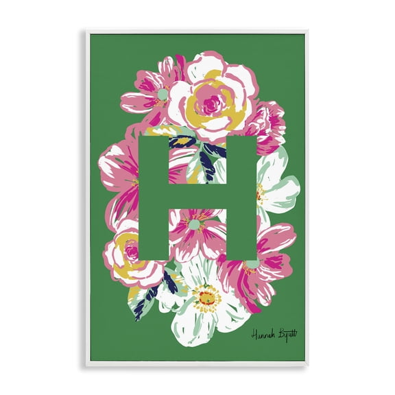 Stupell Industries Floral Bloom Letter H Botanical & Floral Painting White Framed Art Print Wall Art, 16 x 24