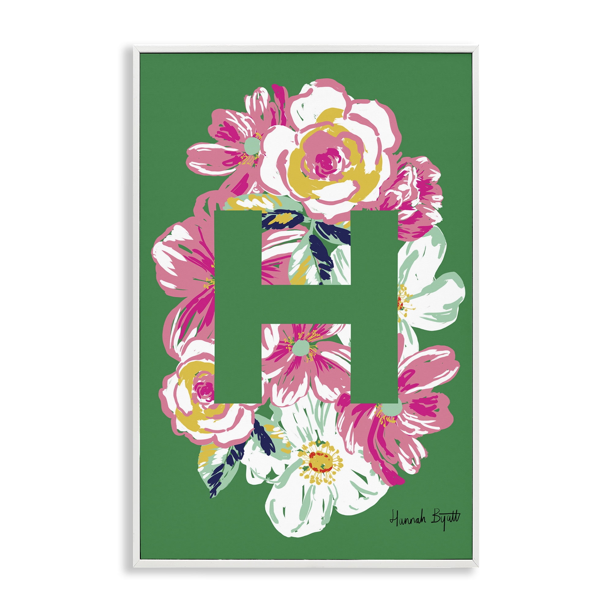 Stupell Industries Floral Bloom Letter H Botanical & Floral Painting White Framed Art Print Wall Art, 20 x 30