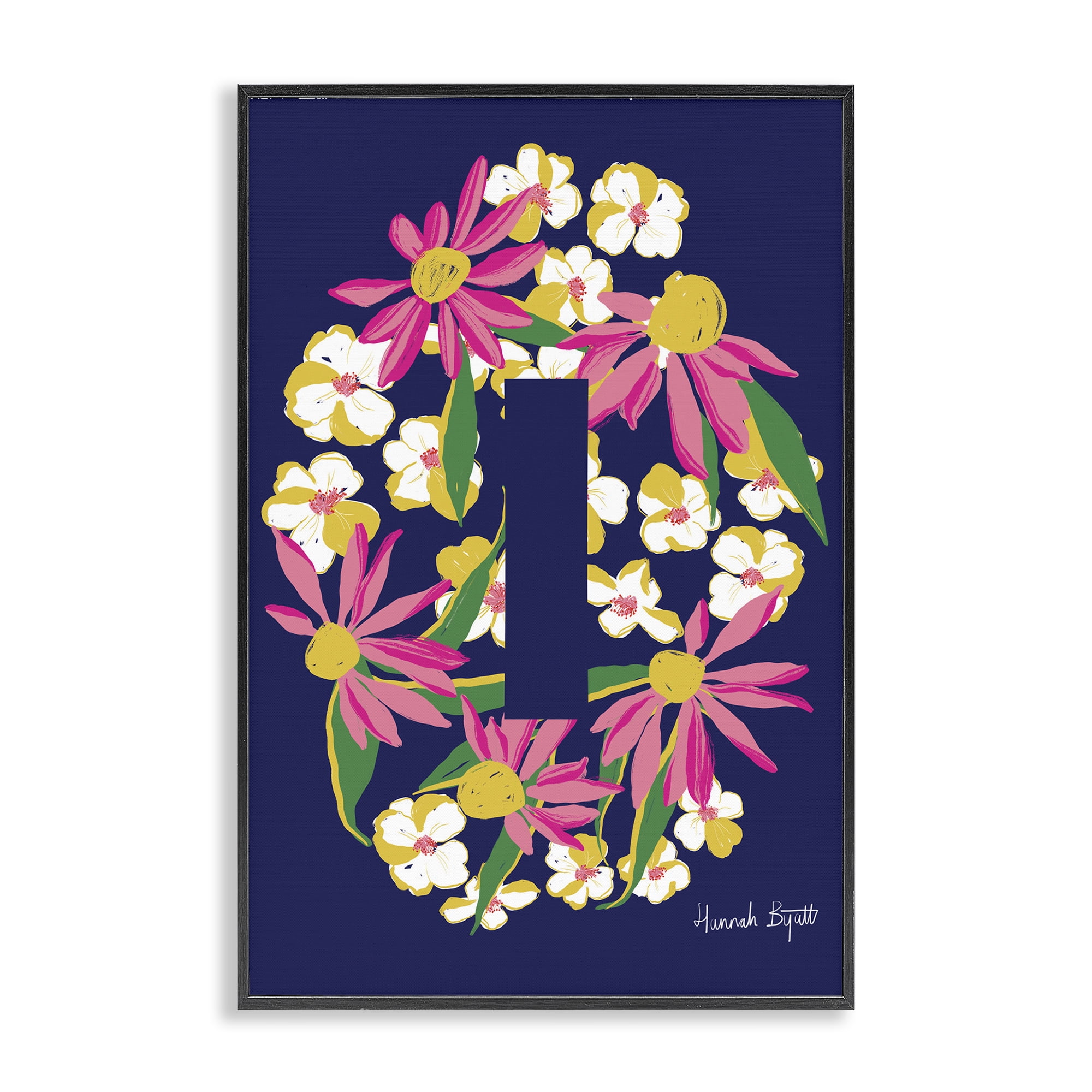 Stupell Industries Floral Bloom Letter I Botanical & Floral Painting Black Framed Art Print Wall Art, 20 x 30